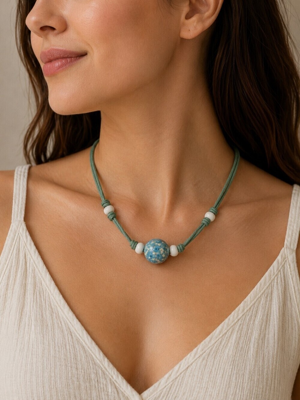 3/$30 Vintage Macrame Beaded Boho Surfer Beach Choker Necklace